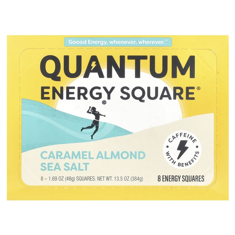 Quantum Energy Square, морская соль с карамелью и миндалем, 8 шт., 48 г (1,69 унции) каждый