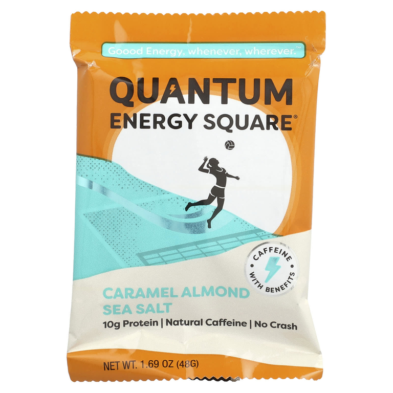 Quantum Energy Square, морская соль с карамелью и миндалем, 8 шт., 48 г (1,69 унции) каждый