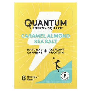 Quantum Energy Square, Морская соль с карамелью и миндалем, 8 энергетических батончиков, 48 г (1,69 унции)