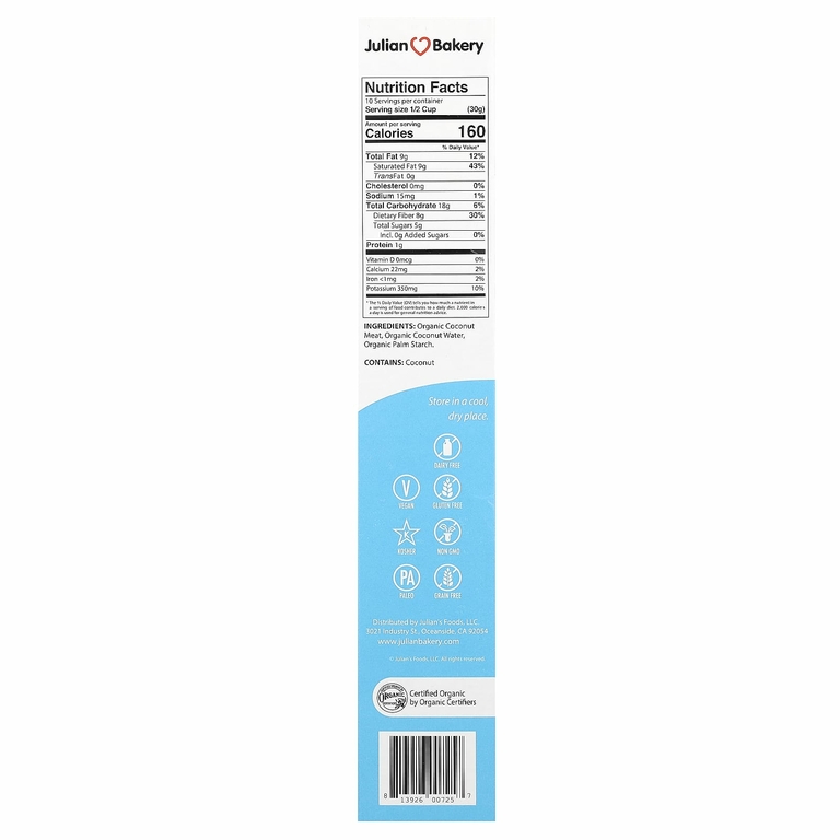 Julian Bakery, Paleo Thin, кокосовая стружка, 300 г (10,58 унции) (Товар снят с продажи) 