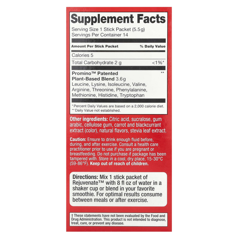 Rejuvenate, Rejuvenate Muscle Activator ™, смесь для напитков, малина, 14 пакетиков по 5,5 г (0,19 унции)