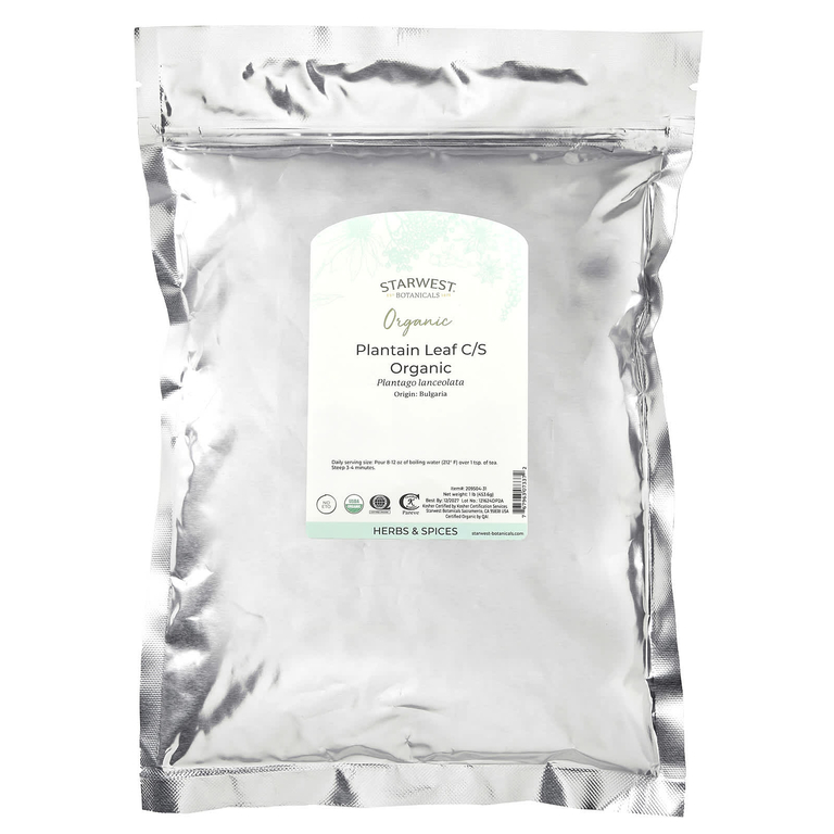 Starwest Botanicals, Органические листья подорожника (C / S), 453,6 г (1 фунт)