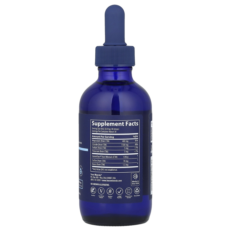 Trace Minerals ®, ионный хлорид магния, 400 мг, 118 мл (4 жидк. унции)