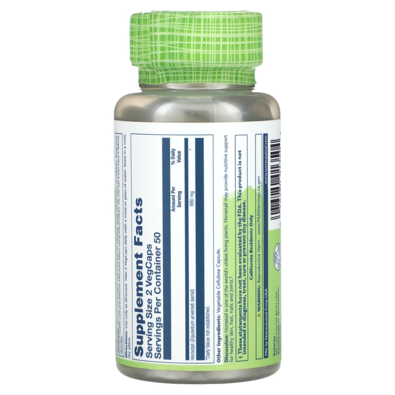 Solaray, True Herbs, хвощ, 100 растительных капсул (440 мг на капсулу)