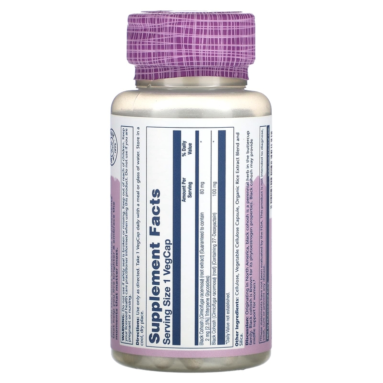 Solaray, Vital Extracts, черный кохош, 80 мг, 30 растительных капсул
