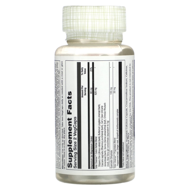 Solaray, Total Cleanse, средство для кишечника, 60 растительных капсул