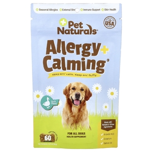 Pet Naturals, Allergy + Calming®, для всех собак, со вкусом утки, 60 жевательных таблеток, 90 г (3,17 унции)