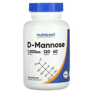 Nutricost, D-манноза, 1000 мг, 120 капсул (500 мг в 1 капсуле) (Товар снят с продажи) 