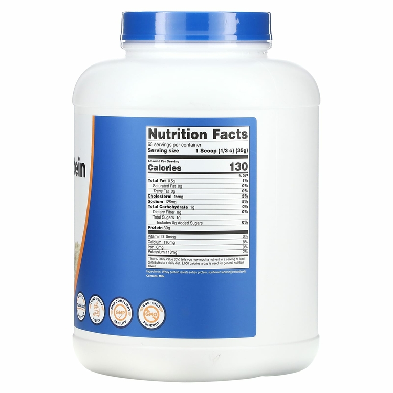 Nutricost, Изолят сывороточного протеина, без добавок, 2268 г (5 фунтов) (Товар снят с продажи) 