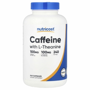 Nutricost, кофеин с L-теанином, 240 капсул