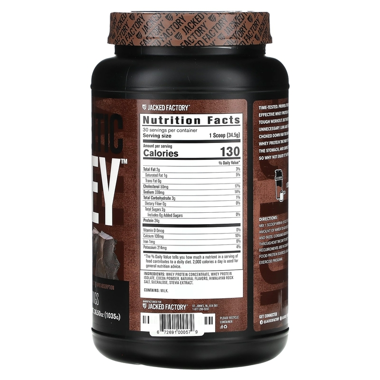 Jacked Factory, Authentic Whey, сывороточный протеин для наращивания мышечной массы, с шоколадом, 1035 г (36,5 унции) (Товар снят с продажи) 