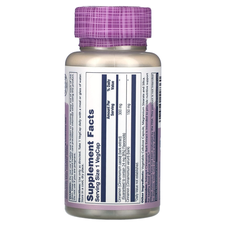 Solaray, Vital Extracts, корица, 60 растительных капсул