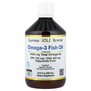 California Gold Nutrition, норвежский рыбий жир с омега-3, натуральный лимонный вкус, 500 мл (16,9 жидк. унции)