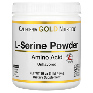 California Gold Nutrition, L-серин в порошке, аминокислота AjiPure, с нейтральным вкусом, 454 г (1 фунт)