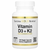 California Gold Nutrition, витамины D3 и К2 в форме MK-7, 180 растительных капсул