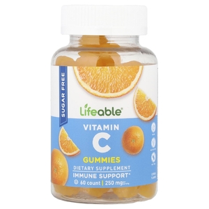 Lifeable, жевательные таблетки с витамином C, со вкусом цитрусовых, 60 жевательных таблеток (125 мг в 1 жевательной таблетке)