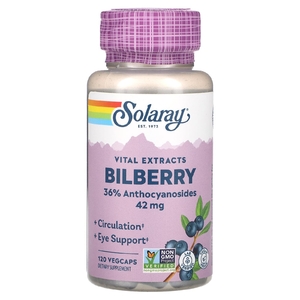 Solaray, Vital Extracts, черника, 42 мг, 120 растительных капсул