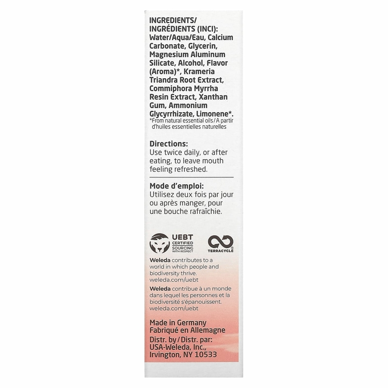 Weleda, Oral Care, зубная паста из ратании, со вкусом перечной мяты, 75 мл (2,5 жидк. Унции)