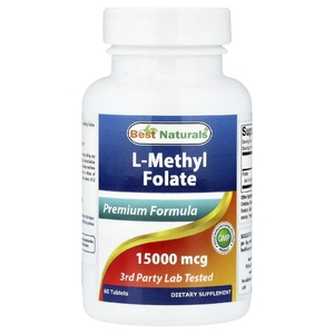 Best Naturals, L-метилфолат, 60 таблеток (25 000 мкг в 1 таблетке)