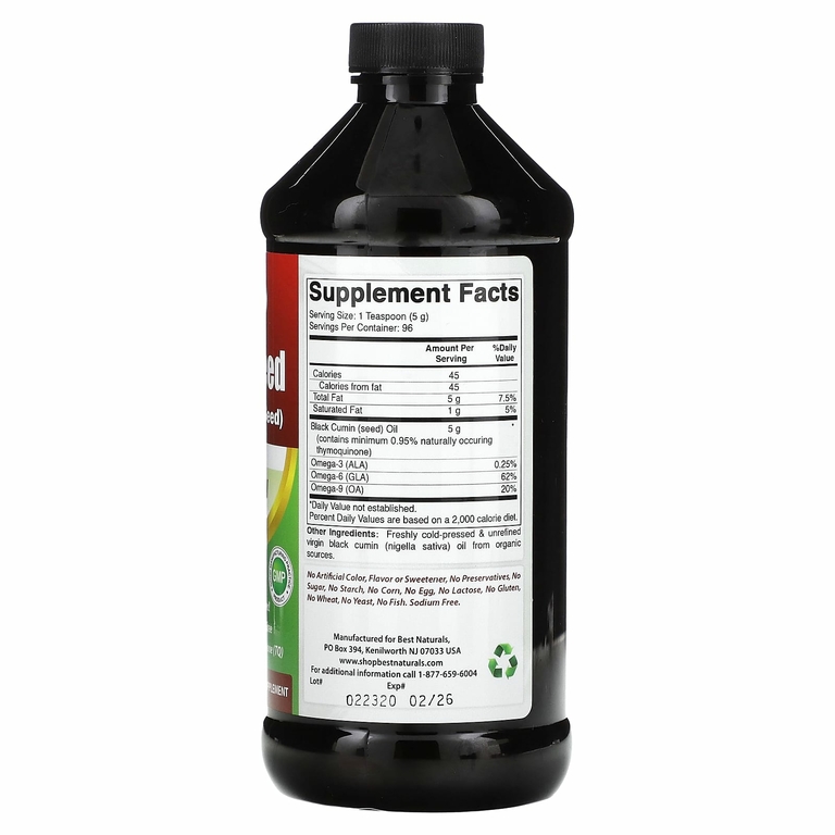 Best Naturals, Black Seed, масло холодного отжима, 473 мл (16 жидк. унц.)