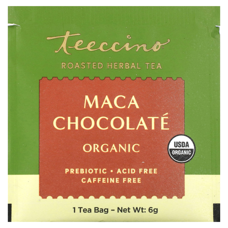 Teeccino, Органический жареный травяной чай, шоколад с мака, без кофеина, 25 чайных пакетиков, 150 г (5,3 унции)
