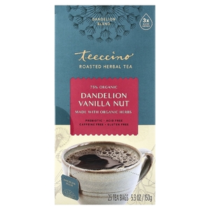 Teeccino, Жареный травяной чай, одуванчик, ваниль, орехи, без кофеина, 25 чайных пакетиков, 150 г (5,3 унции)