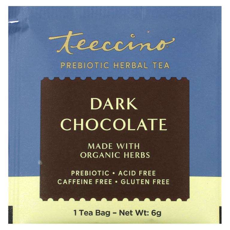 Teeccino, Травяной чай с пребиотиками, темный шоколад, без кофеина, 25 чайных пакетиков, 150 г (5,3 унции)