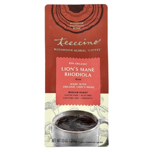 Teeccino, Mushroom Herbal 'Coffee', органическая родиола из ежовика гребенчатого, средняя обжарка, без кофеина, 284 г (10 унций)