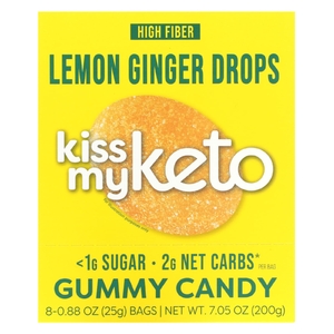 Kiss My Keto, Gummy Candy, лимонно-имбирные капли, 8 пакетиков по 25 г (0,88 унции) (Товар снят с продажи) 