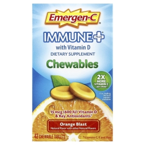 Emergen-C, Immune Plus® с витамином D, апельсин, 42 жевательные таблетки (Товар снят с продажи) 