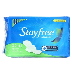 Stayfree, Ультратонкие, сверхдлинные с подушечками-крыльями, 32 подушечки (Товар снят с продажи) 