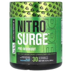Jacked Factory, Nitro Surge, перед тренировкой, голубая малина, 261 г (9,21 унции)