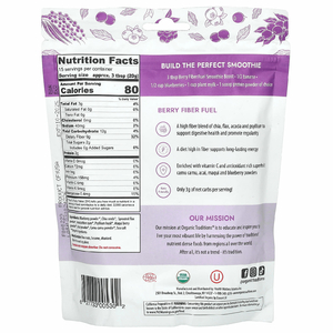 Organic Traditions, Fiber Fuel Smoothie Boost, ягодный, 300 г (10,6 унции)