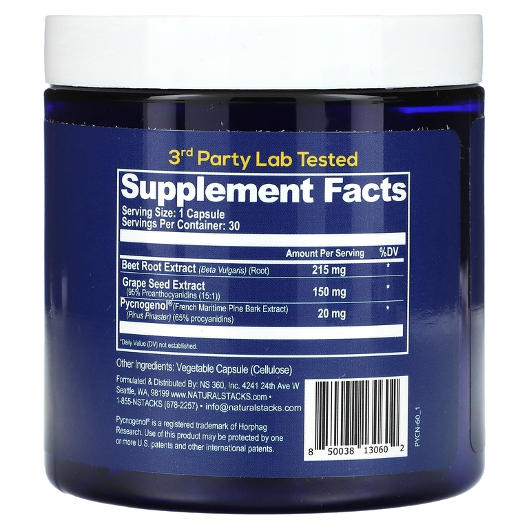 Natural Stacks, Pycnogenol +, 30 веганских капсул (Товар снят с продажи) 