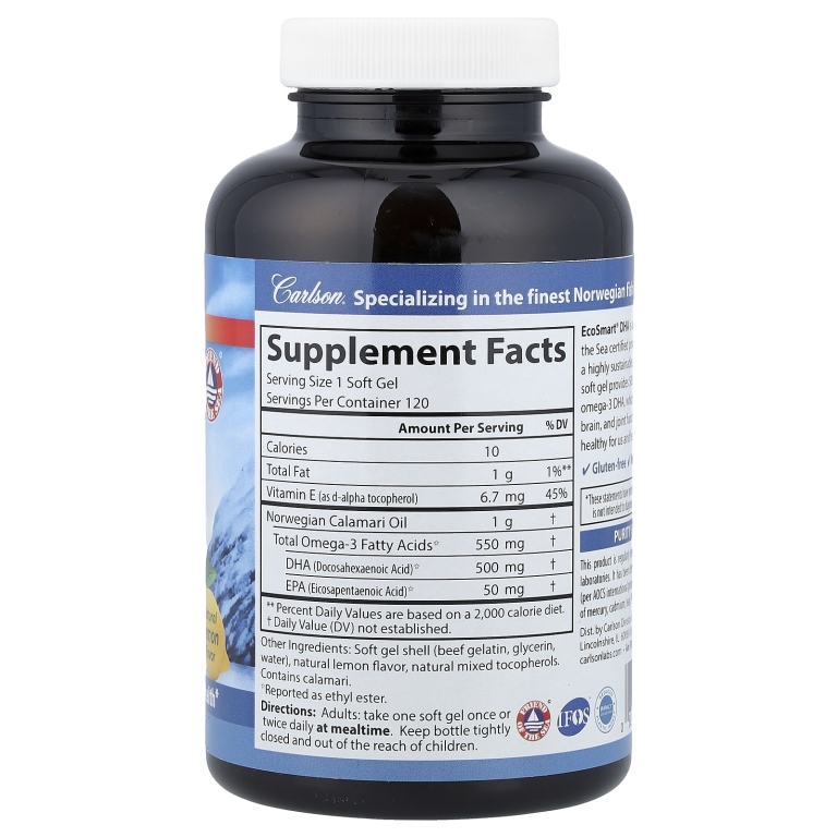 Carlson, EcoSmart®, ДГК, натуральный лимонный вкус, 120 капсул (Товар снят с продажи) 