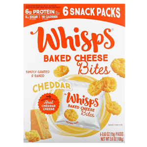 Whisps, Запеченные сырные укусы, чеддер, 6 пакетиков, по 18 г (0,63 унции)