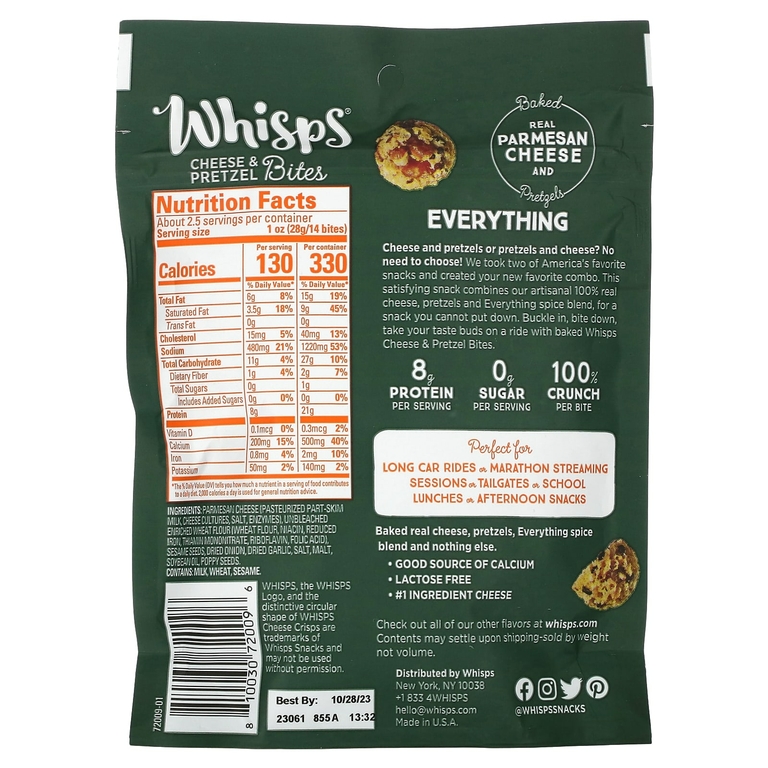 Whisps, Кусочки с сыром и кренделем, все, 70 г (2,5 унции) (Товар снят с продажи) 