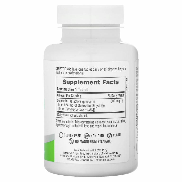NaturesPlus, Pro Quercetin 600, 60 таблеток (600 мг в одной таблетке)