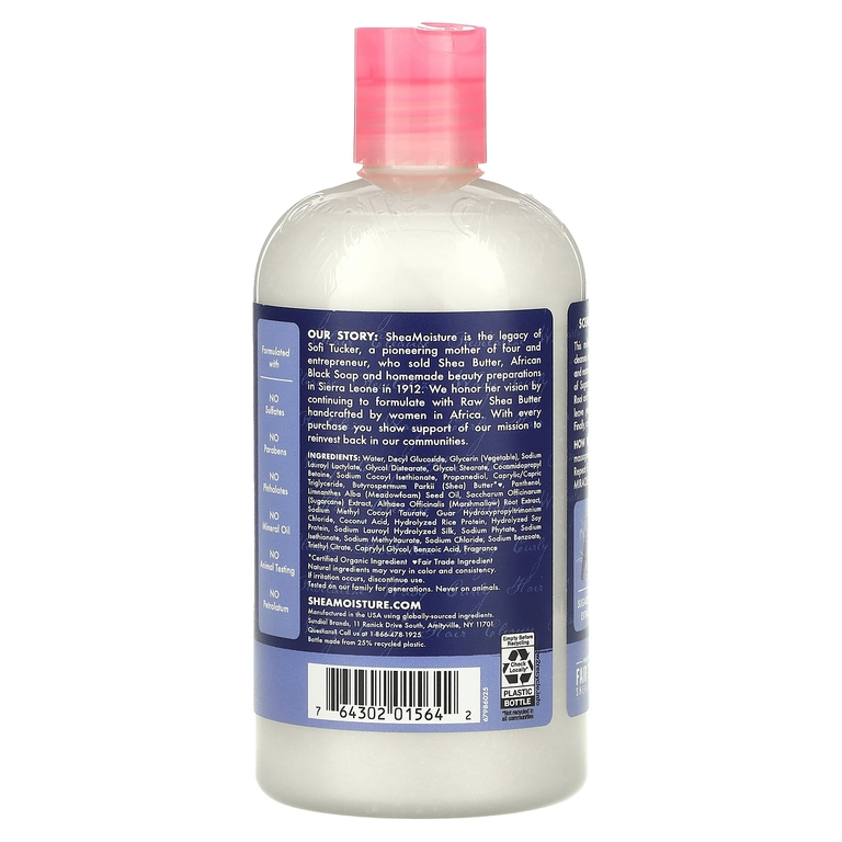 SheaMoisture, Miracle Multi-Benefit Shampoo, для вьющихся и вьющихся волос, экстракт сахарного тростника и семена пенника лугового, 384 мл (13 жидк. унц.) (Товар снят с продажи) 