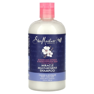 SheaMoisture, Miracle Multi-Benefit Shampoo, для вьющихся и вьющихся волос, экстракт сахарного тростника и семена пенника лугового, 384 мл (13 жидк. унц.) (Товар снят с продажи) 