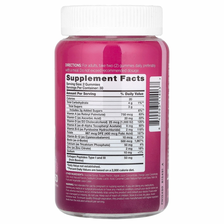 Pink, Multi For Her + Collagen Gummies, натуральное ягодное ассорти, 60 жевательных таблеток