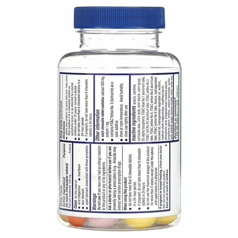 Alka-Seltzer, Жевательные таблетки для облегчения изжоги, с повышенной силой действия, фруктовое ассорти, 66 жевательных таблеток