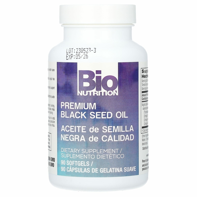 Bio Nutrition, масло черного тмина премиального качества, 90 капсул (500 мг в каждой)