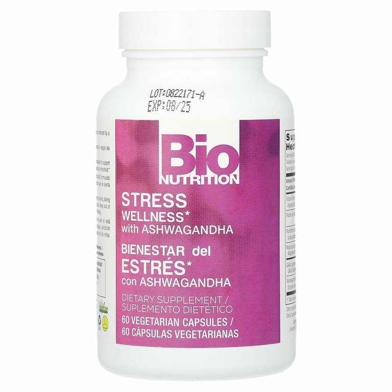 Bio Nutrition, Stress Wellness с ашвагандой, 60 вегетарианских капсул