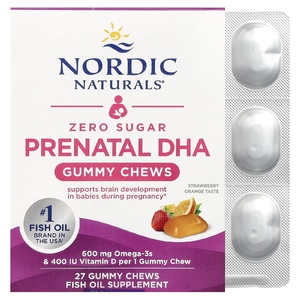 Nordic Naturals, Жевательные конфеты с ДГК без сахара,   клубничный апельсин, 27 жевательных конфет