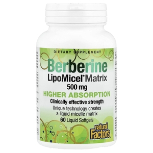 Natural Factors, Berberine LipoMicel Matrix, 500 мг, 60 мягких таблеток