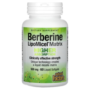 Natural Factors, Berberine LipoMicel Matrix, 500 мг, 60 мягких таблеток