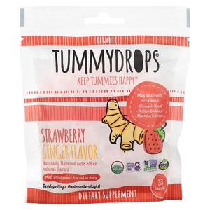 Tummydrops, органическая клубника и имбирь, 33 пастилки