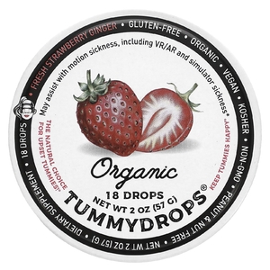 Tummydrops, органическая свежая клубника и имбирь, 18 капель