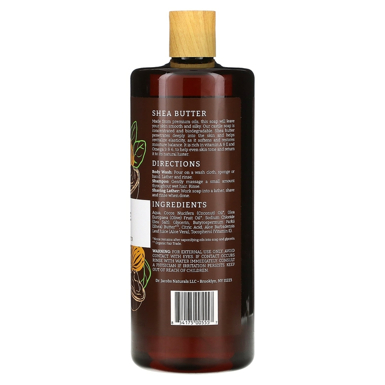Dr. Jacobs Naturals, Гель для душа на растительной основе, органическое масло ши, 946 мл (32 унции)